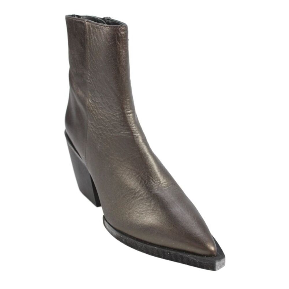 Paloma Barcelo Womens Leather Metallic Mid Calf Boots Brown Size 8